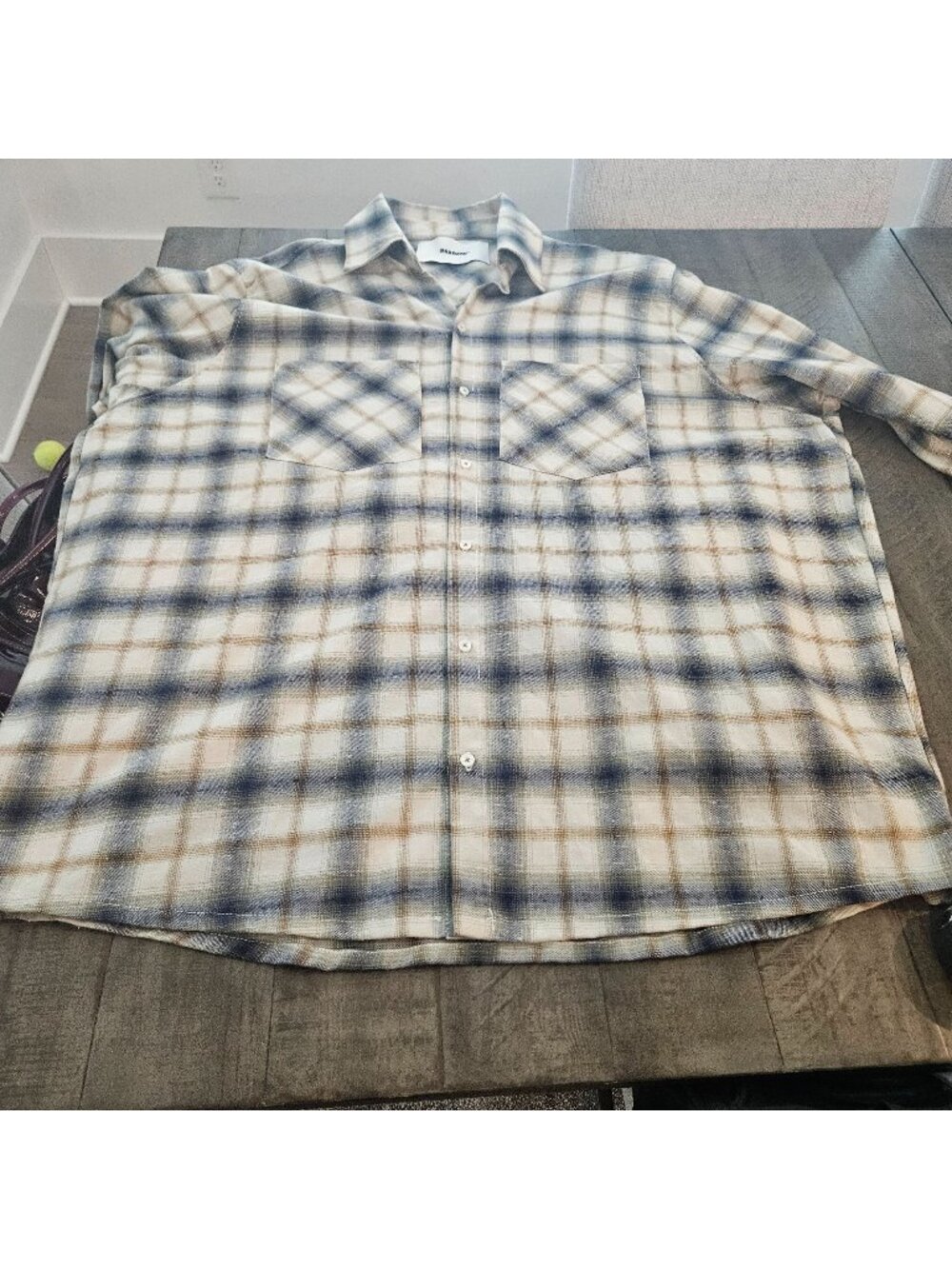 Barrow Italy Oversized Mens 4X yellow blue Plaid Shirt Street wear